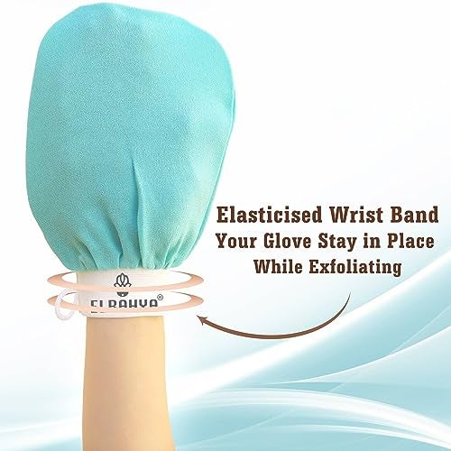 Elbahya Exfoliating Mitt Body Kessa Hammam - Body Tool Remover of Dead & Dry Skin or Keratosis Pilaris, Made of 100% Viscose Fiber (Gold Pack of 1) - Image 4