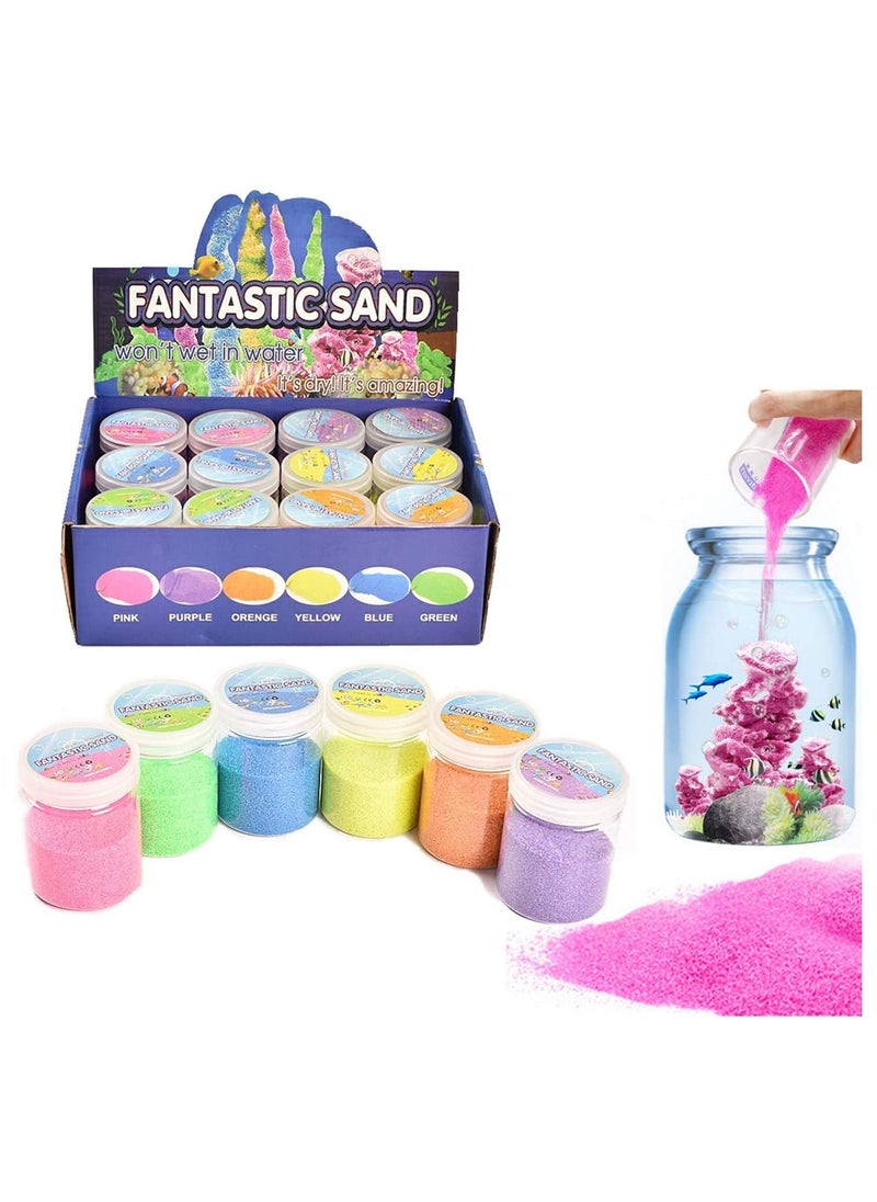 JOLLITY LLC - 12 Pack Magic Sand Fantastic Never Gets Wet - Amazing Hydrophobic Space, Colored Play Toys for Kids & Adults - Image 1