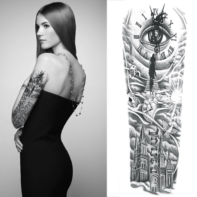 1 Sheet Full Arm Temporary Fake Tattoos Sticker Large Arm Sleeve Tattoo Waterproof Tattoos Large Vine Peony Flower Rose Tattoo Stickers for Men and Women - Image 5