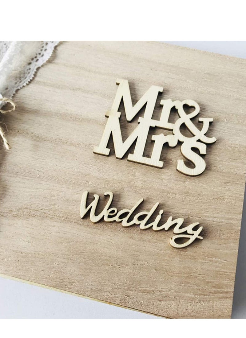 Wedding Guest Book 30 Pages Retro Wooden Diy Sign - Blank NO Lines-In Message Guestbook Gift For Engagement Birthday Ceremony