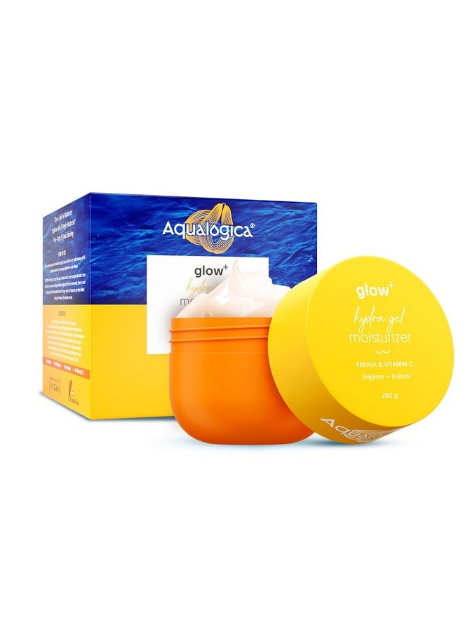 Aqualogica Glow+ Hydra Gel Moisturizer With Vitamin C & Papaya - 200 G|24-Hour Intense Hydration|Weightless Water-Like Gel Texture|Non Sticky & Quick Absorbing For Glowing Skin (200 G)  - Image 1