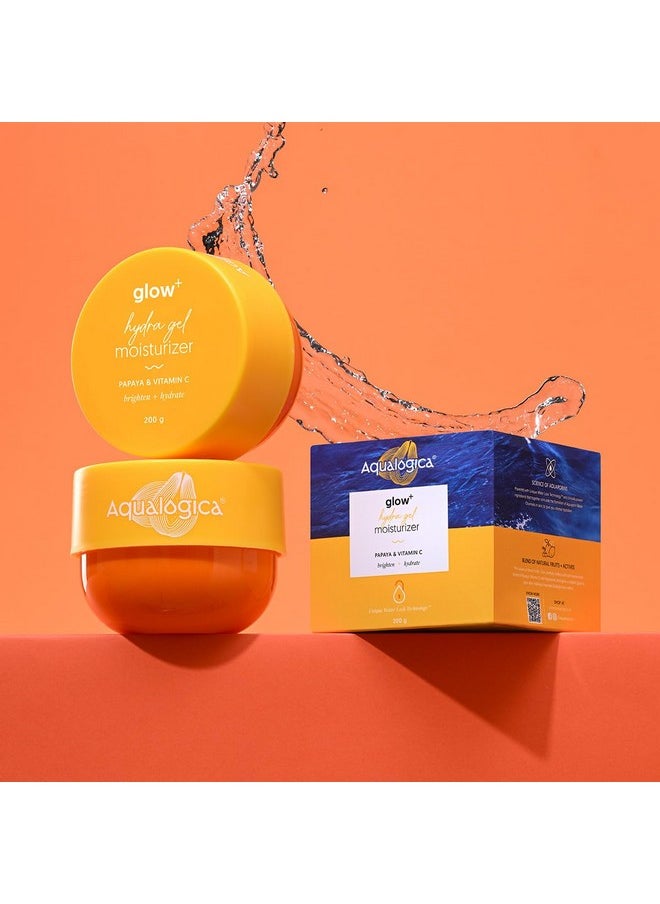 Aqualogica Glow+ Hydra Gel Moisturizer With Vitamin C & Papaya - 200 G|24-Hour Intense Hydration|Weightless Water-Like Gel Texture|Non Sticky & Quick Absorbing For Glowing Skin (200 G)  - Image 2
