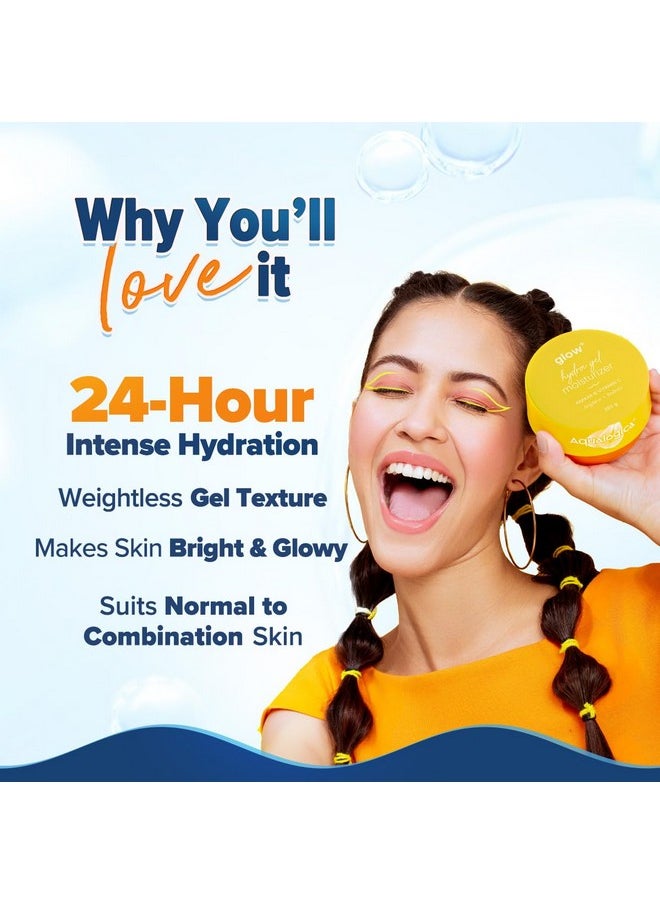 Aqualogica Glow+ Hydra Gel Moisturizer With Vitamin C & Papaya - 200 G|24-Hour Intense Hydration|Weightless Water-Like Gel Texture|Non Sticky & Quick Absorbing For Glowing Skin (200 G)  - Image 3