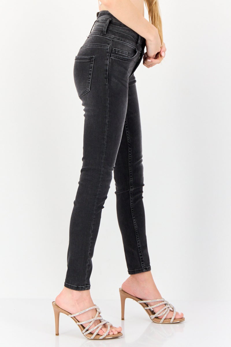 ONLY Women Skinny Fit Solid 32 Inseam Stretchable Jeans, Dark Grey - Image 4