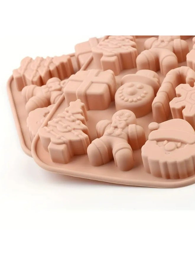 Kandid Christmas Silicone Baking Mould Set, Gingerbread Men Design, Non-Stick Chocolate Candy Making Tray, Holiday Kitchen Accessories (Beige) - Image 5