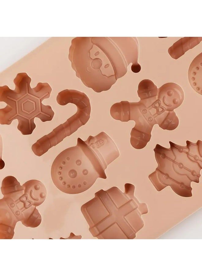 Kandid Christmas Silicone Baking Mould Set, Gingerbread Men Design, Non-Stick Chocolate Candy Making Tray, Holiday Kitchen Accessories (Beige) - Image 4