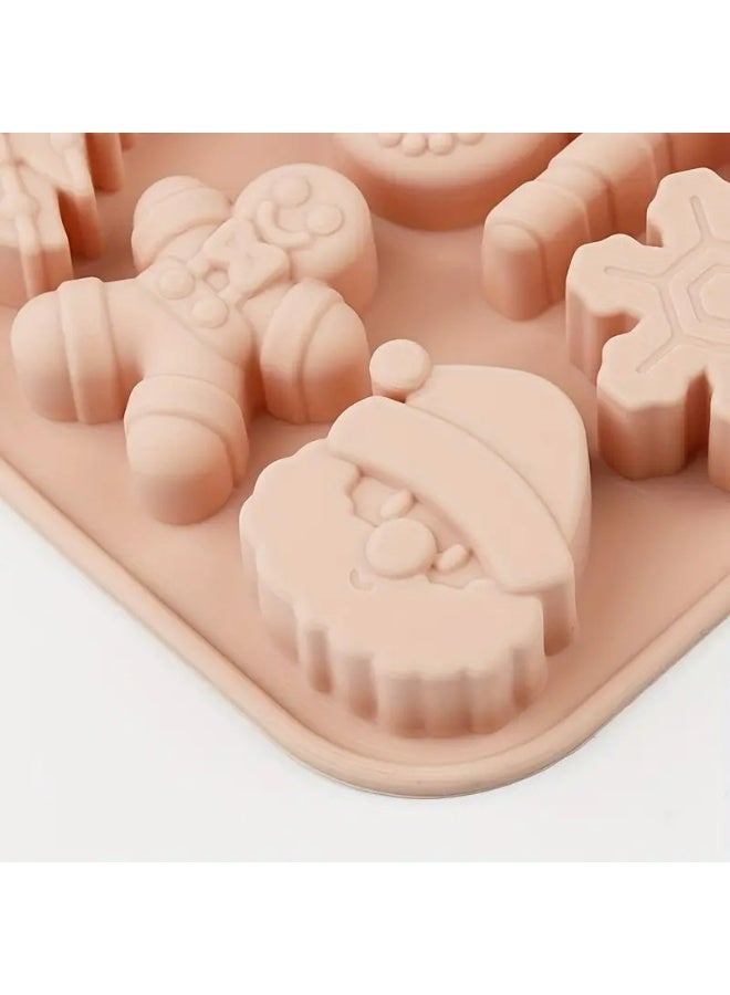 Kandid Christmas Silicone Baking Mould Set, Gingerbread Men Design, Non-Stick Chocolate Candy Making Tray, Holiday Kitchen Accessories (Beige) - Image 2