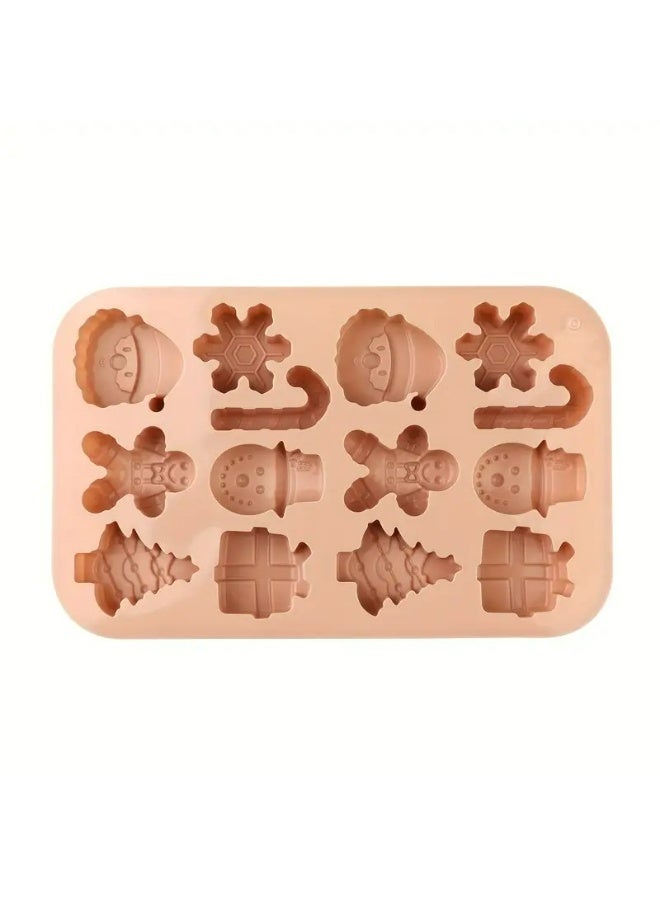 Kandid Christmas Silicone Baking Mould Set, Gingerbread Men Design, Non-Stick Chocolate Candy Making Tray, Holiday Kitchen Accessories (Beige) - Image 1