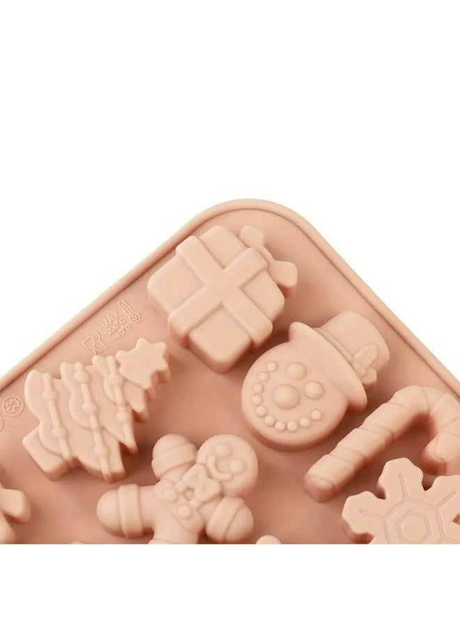 Kandid Christmas Silicone Baking Mould Set, Gingerbread Men Design, Non-Stick Chocolate Candy Making Tray, Holiday Kitchen Accessories (Beige) - Image 3