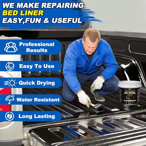 Meuvcol Truck Bed Liner Paint, 35 Floz Black Truck Bed Coating Kit For Truck Bed, Trailer, Rust Resistant Roll On Bed Liner Coating With Brush & Gloves,Easy Application & Long-Lasting Textured Paint - Image 4