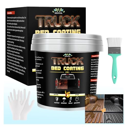 Meuvcol Truck Bed Liner Paint, 35 Floz Black Truck Bed Coating Kit For Truck Bed, Trailer, Rust Resistant Roll On Bed Liner Coating With Brush & Gloves,Easy Application & Long-Lasting Textured Paint - Image 1