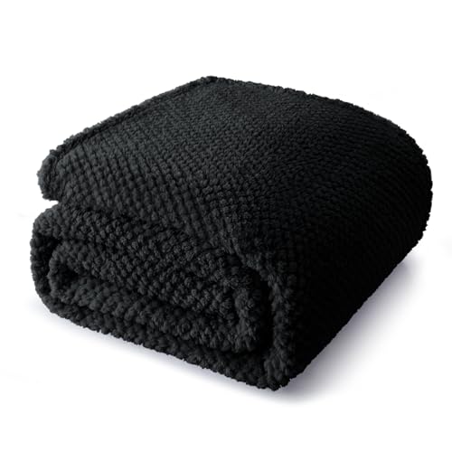 Whale Flotilla Queen Size Fuzzy Fleece Blanket for Bed 90x90 Inch Fluffy Soft Jacquard Blankets for All Season Lightweight and Cozy Black - Image 1