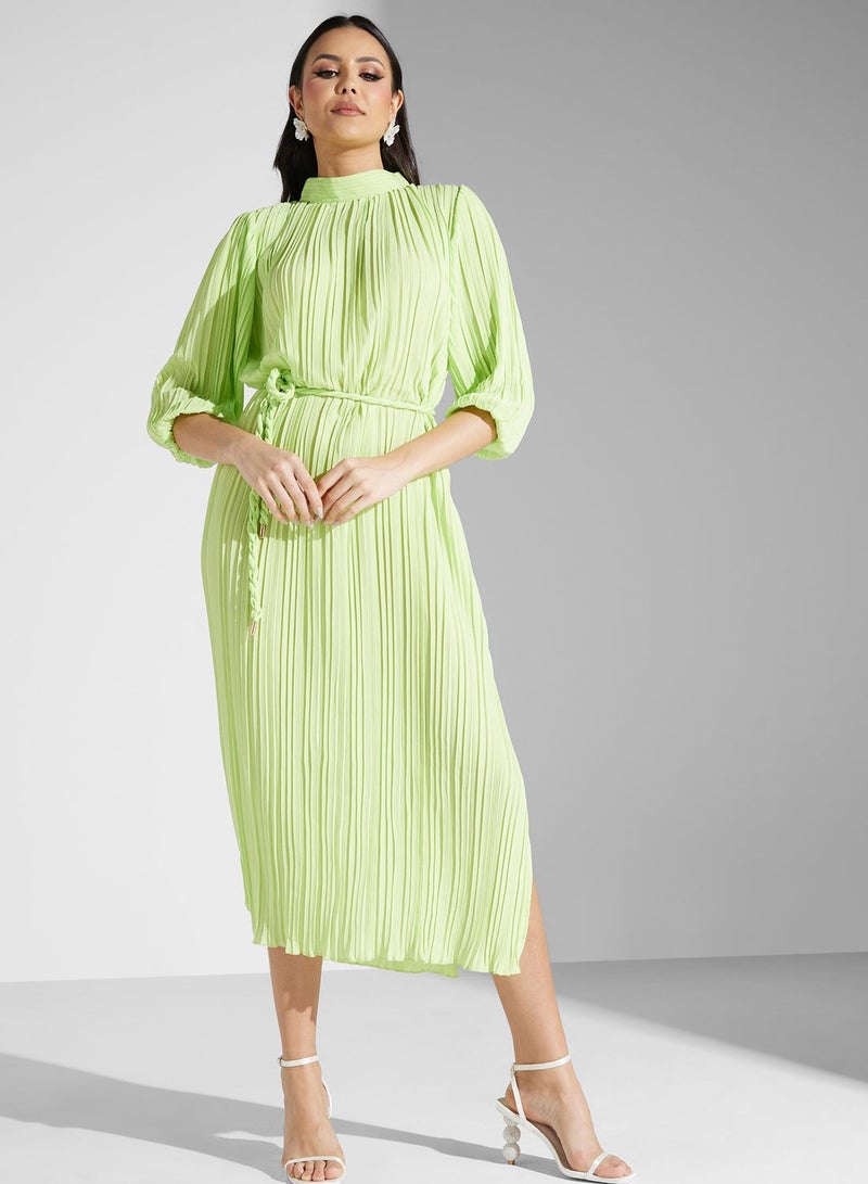 Pleated Midi Dress