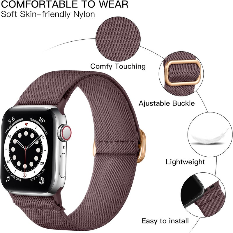 Lerobo Braided Band Compatible with Apple Watch Series 11 10 9 8 7 46mm 45mm 41mm Ultra SE 3 2 1 49mm Series 6 5 4 3 44mm 40mm 38mm 42mm Men iWatch Bands Women Stretchy Nylon Solo Loop Sport Strap - Image 2