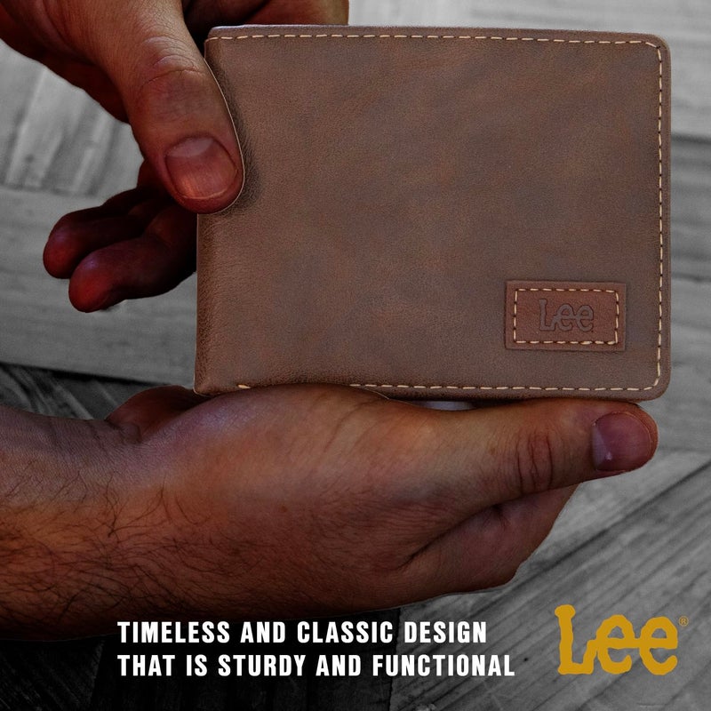 Lee Men’s Bifold Wallet Slim Casual Everyday Minimalist Cash and Card Holder (Brown) - Image 4