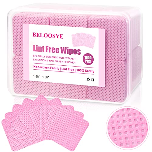 BELOOSYE 1000 PCS Lint Free Nail WipesEyelash Extension Glue Wipes with ContainerSuper Absorbent Soft NonWoven Fabric Lash Glue WipesLint Free Wipe for Lash Extension Supplies Nail Polish RemoverPink - Image 2
