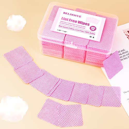 BELOOSYE 1000 PCS Lint Free Nail WipesEyelash Extension Glue Wipes with ContainerSuper Absorbent Soft NonWoven Fabric Lash Glue WipesLint Free Wipe for Lash Extension Supplies Nail Polish RemoverPink - Image 5