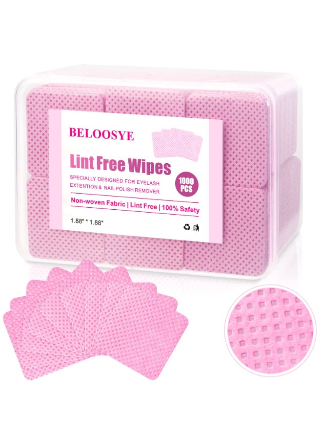 BELOOSYE 1000 PCS Lint Free Nail WipesEyelash Extension Glue Wipes with ContainerSuper Absorbent Soft NonWoven Fabric Lash Glue WipesLint Free Wipe for Lash Extension Supplies Nail Polish RemoverPink - Image 3