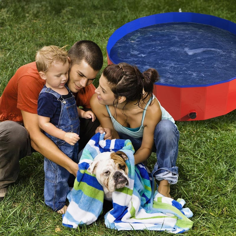 PETMAKER Foldable Dog Pool - 47x12in Pet Pool - Durable PVC Outdoor Pool with Drain for Grooming, Bathing, or Play - Dog Pools for Large Dogs by (Red) - Image 5