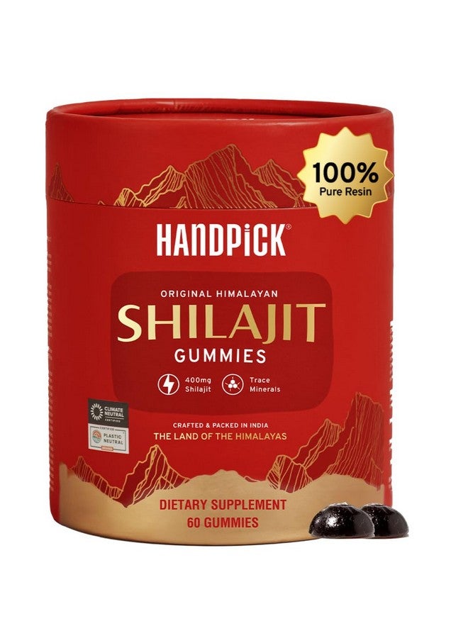 Handpick هاندبيك، حلوى شيلجيت النقية من الهيمالايا (60 حبة) | قوة عالية للرجال والنساء | معادن أساسية نادرة، 75%+ حمض فلفي مع تقرير اختبار مختبر، مناسبة للسفر - نكهة التمر الهندي، 400 ملغ - Image 1