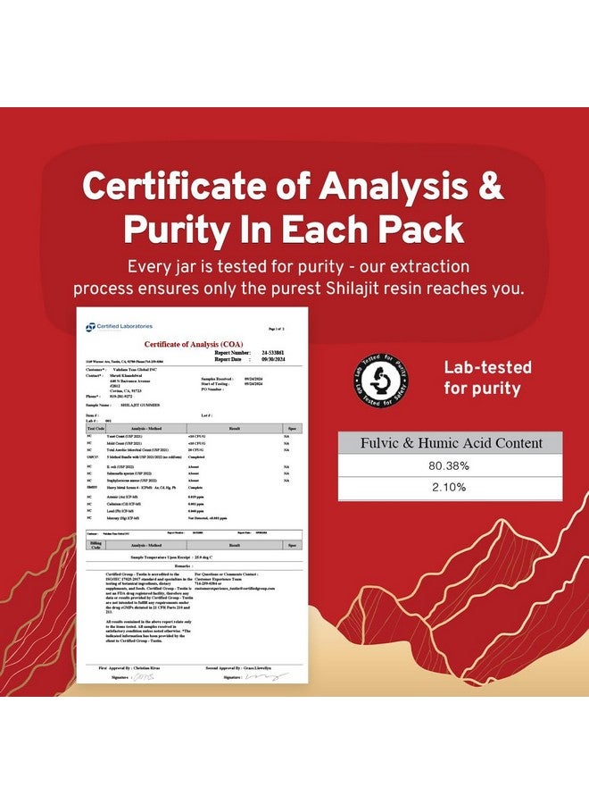 Handpick هاندبيك، حلوى شيلجيت النقية من الهيمالايا (60 حبة) | قوة عالية للرجال والنساء | معادن أساسية نادرة، 75%+ حمض فلفي مع تقرير اختبار مختبر، مناسبة للسفر - نكهة التمر الهندي، 400 ملغ - Image 4