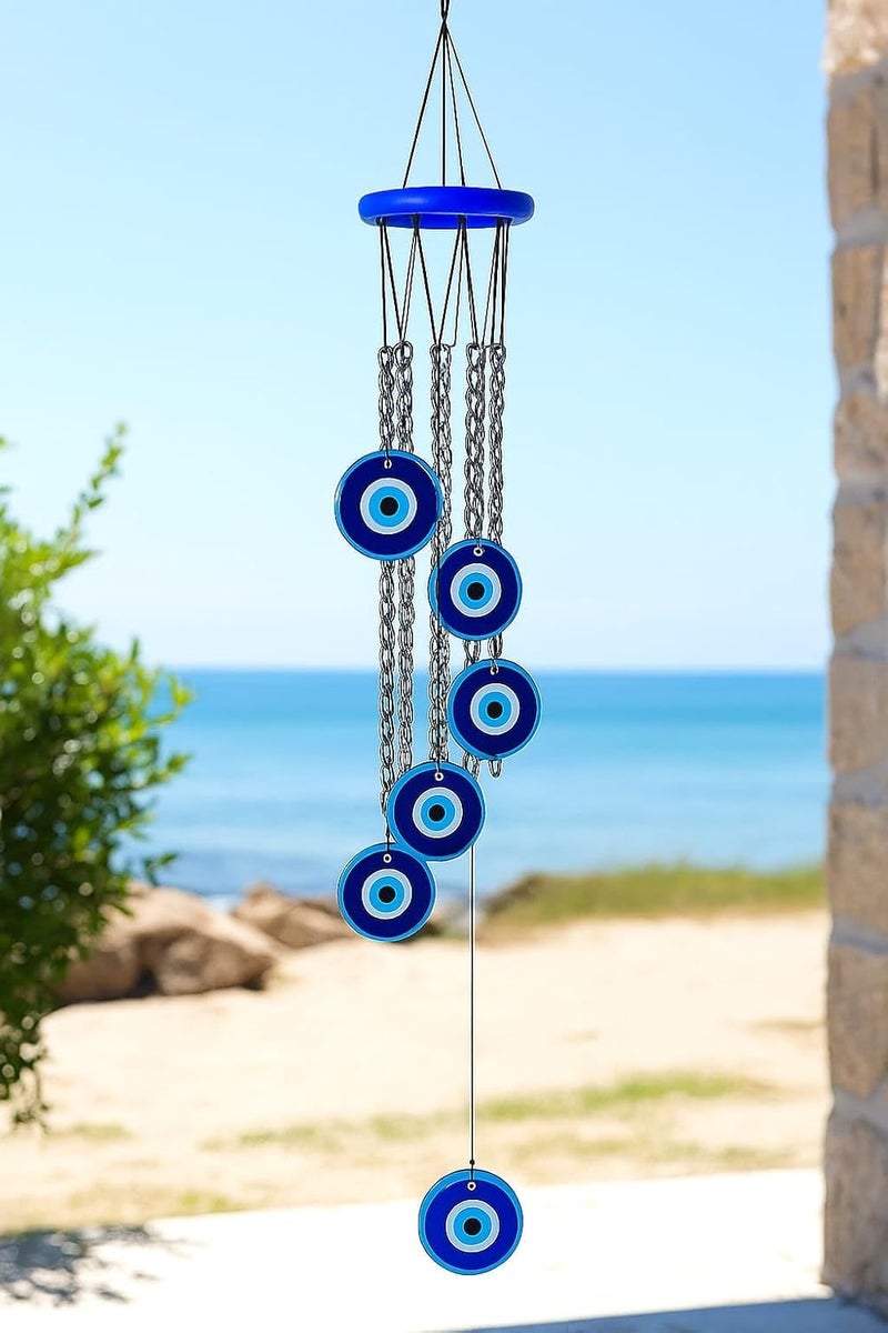 ThincAmaxe Evil Eye Wind Chimes for Good Luck Prosperity, Zodiac Success, Health Wealth Evil Eye Charm for Balcony, Home Entrance, Living Room Handcrafted Home Decor for Gift (Evil Eye 01) - Image 2