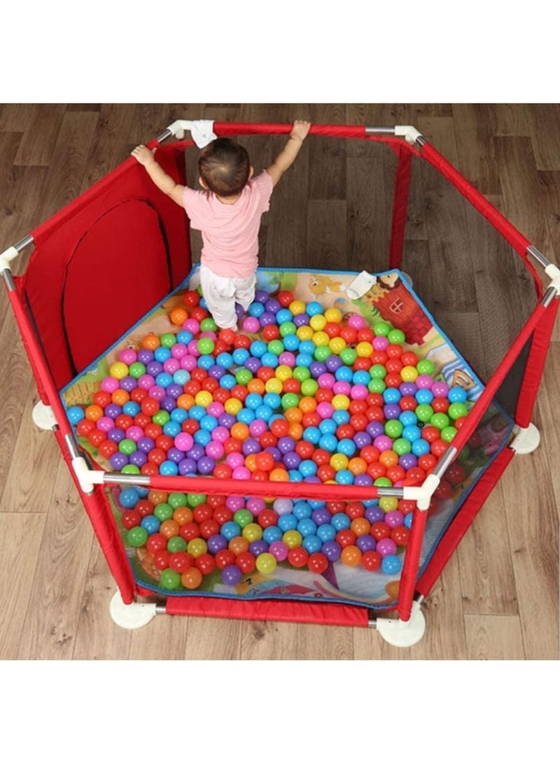Foldable Baby Kids Playpen Activity Center Room Fitted Floor Baby Kids Safety Protection Care Playpen Tent Crawling Game Folding Fence Toys Red - Image 3