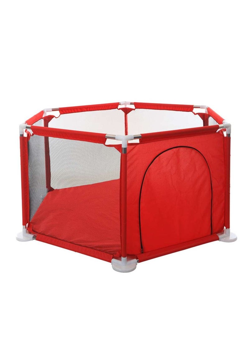 Foldable Baby Kids Playpen Activity Center Room Fitted Floor Baby Kids Safety Protection Care Playpen Tent Crawling Game Folding Fence Toys Red - Image 4