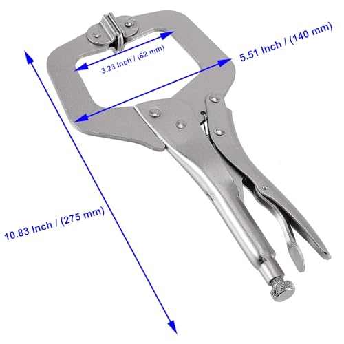 KOHAND 4 Pack 11 Inch C Clamp Locking Pliers, Heavy Duty Vice Grips C Clamps with Swivel Pads, Welding Locking C Clamp, Adjustable Nickel Plated C Pliers for Woodworking - Image 2
