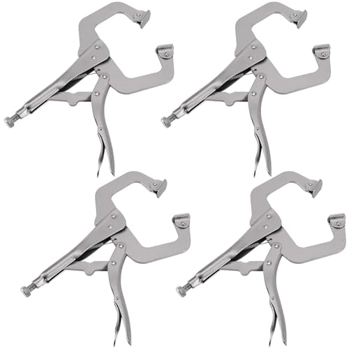 KOHAND 4 Pack 11 Inch C Clamp Locking Pliers, Heavy Duty Vice Grips C Clamps with Swivel Pads, Welding Locking C Clamp, Adjustable Nickel Plated C Pliers for Woodworking - Image 1