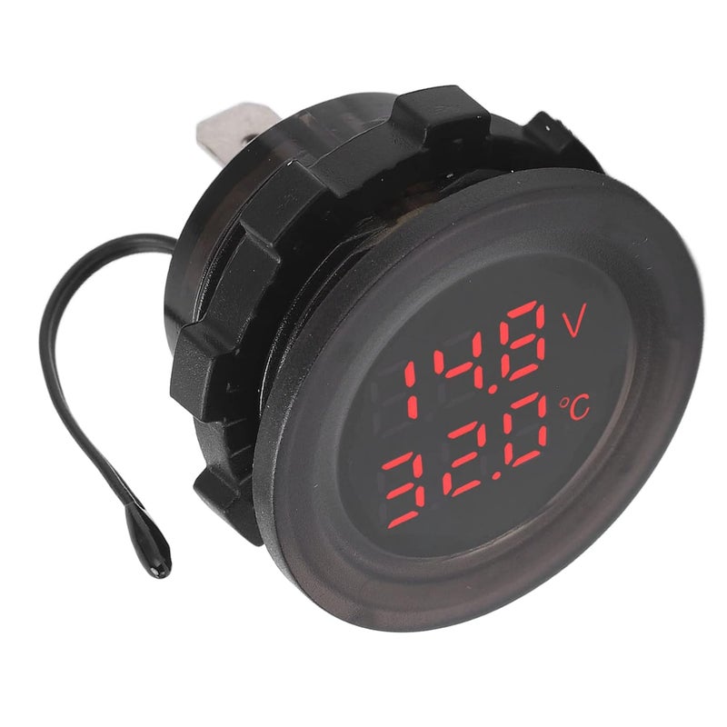 Dual Display Temperature Voltmeter, Car Battery Monitor, Accurate Clear Stable Display with Design, Simple Installation Car Thermometer Detector for 12V - 24V Vehicles - Image 3