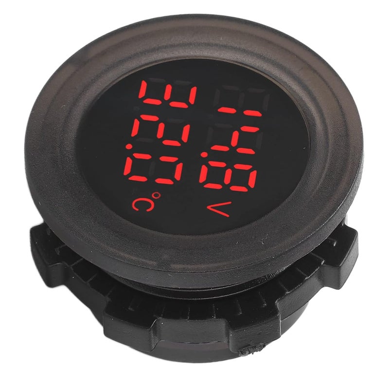Dual Display Temperature Voltmeter, Car Battery Monitor, Accurate Clear Stable Display with Design, Simple Installation Car Thermometer Detector for 12V - 24V Vehicles - Image 4