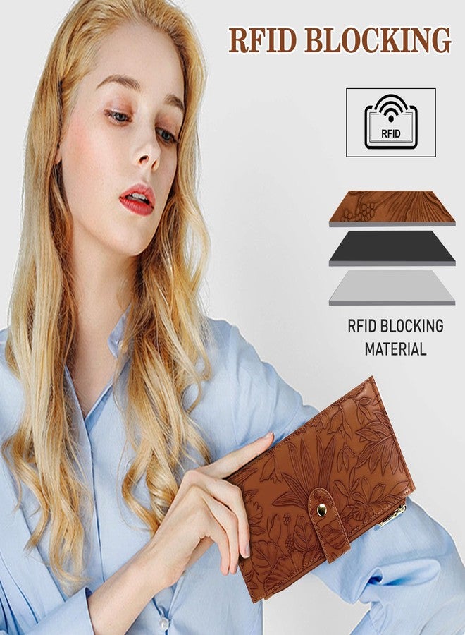 Gosect محفظة نسائية من جوسيكت، مصنوعة من الجلد المنقوش، مزودة بتقنية حجب RFID، وحامل بطاقات ثنائي الطي مع نافذة لبطاقة الهوية، وجيوب للعملات المعدنية، وحامل بطاقات ائتمان للنساء. - Image 2