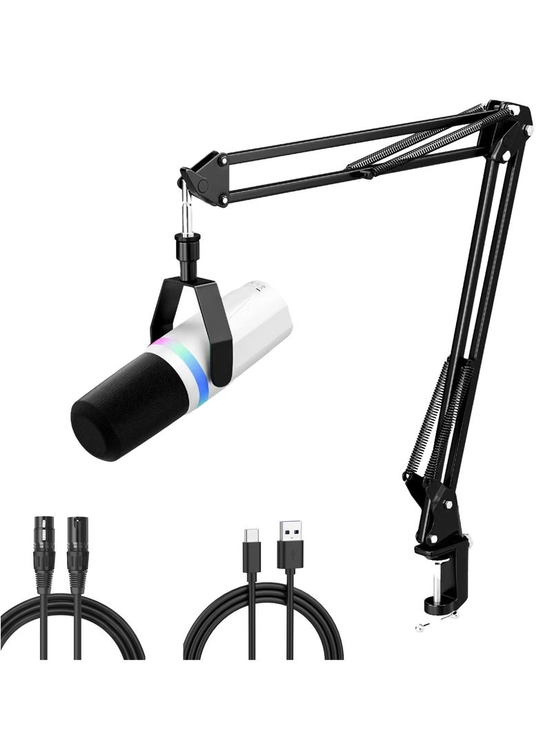 جوشبيرغ ميكروفون XLR/USB ديناميكي مزدوج الاستخدام RGB ميكروفون للمسابقات الحاسوبية وميكروفون تسجيل الهاتف المحمول والكمبيوتر - Image 1