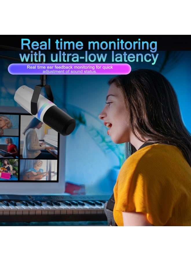 جوشبيرغ ميكروفون XLR/USB ديناميكي مزدوج الاستخدام RGB ميكروفون للمسابقات الحاسوبية وميكروفون تسجيل الهاتف المحمول والكمبيوتر - Image 4