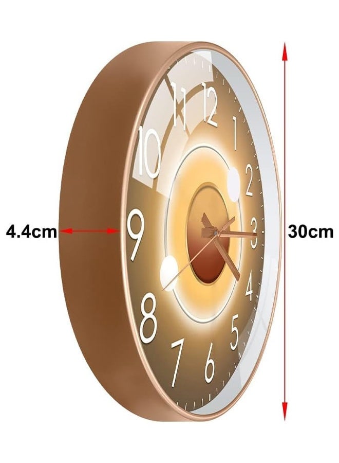 DUNISO 12 Inch Wall Clock,3D Curved Glass Large Wall Clock,Silent Non-Ticking Round Decorative Quartz Clock,for Office Home Bathroom Kitchen Bedroom School - Image 4