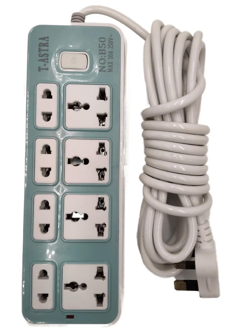 VIO - VIO Light Duty 8 Way 5 Meter 10 Ampere Universal Extension Cord Power Strip For Smaller Electronic Devices String Lights Lamps Computers Printers Small Gadgets for Home Office Use - Image 1