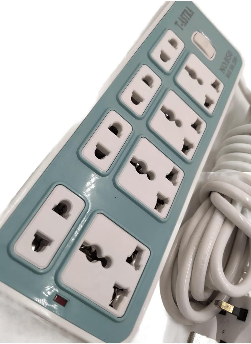 VIO - VIO Light Duty 8 Way 5 Meter 10 Ampere Universal Extension Cord Power Strip For Smaller Electronic Devices String Lights Lamps Computers Printers Small Gadgets for Home Office Use - Image 1