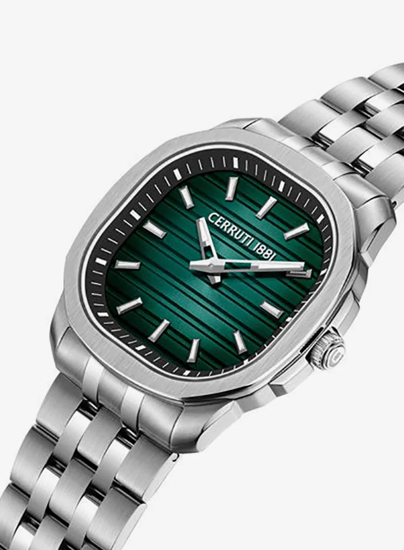 شيروتي 1881 Merano Dark Green Dial, Stainless Steel Bracelet, Analog Watch for Men, 41mm