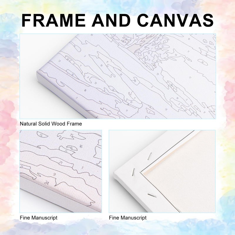 Yezavesu Framed Paint by Numbers Kit for Adults Beginner & Kids Ages 8-12, 12x12 Inch Book Paint by Numbers Without Easel, DIY Number Painting for Adults Flowers for Home Wall Decor Gift - Image 5