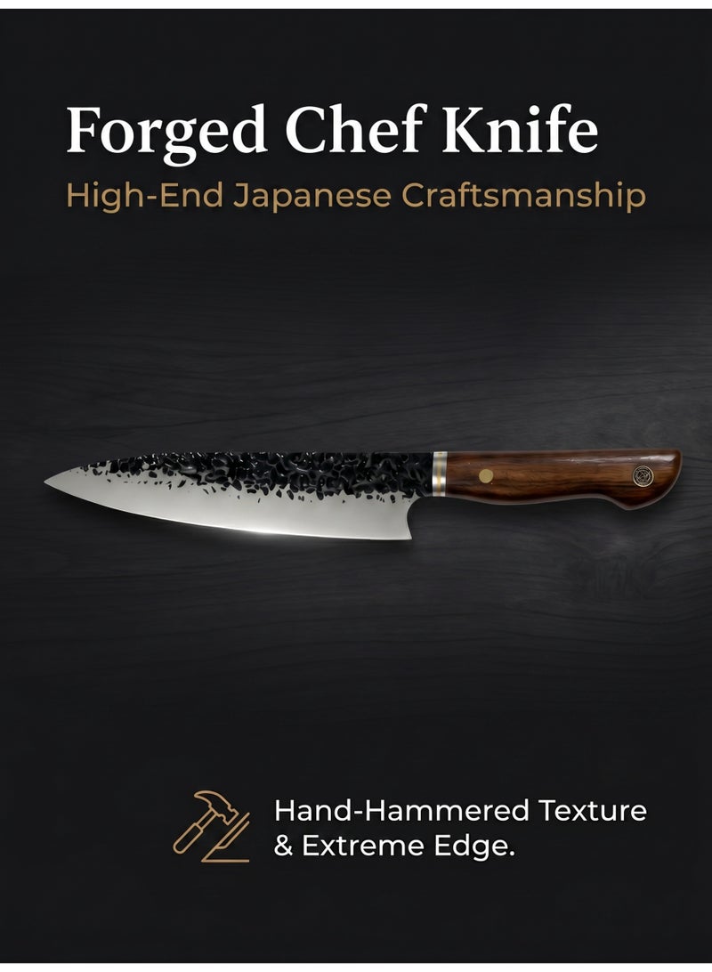 DAMASCO Japanese Knife, forged with wooden handle,  Hand Forged 5 Layers High Carbon 5Cr15Mov Steel Rosewood Handle Chef Knife - Image 2