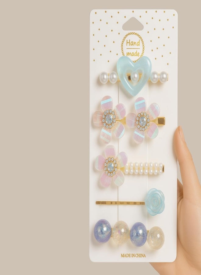 ANNACREATIONS 5-Piece Premium Korean Hair Clips Set for Women & Girls - Elegant Royal Black Stylish Accessories (Aqua blue) - Image 4