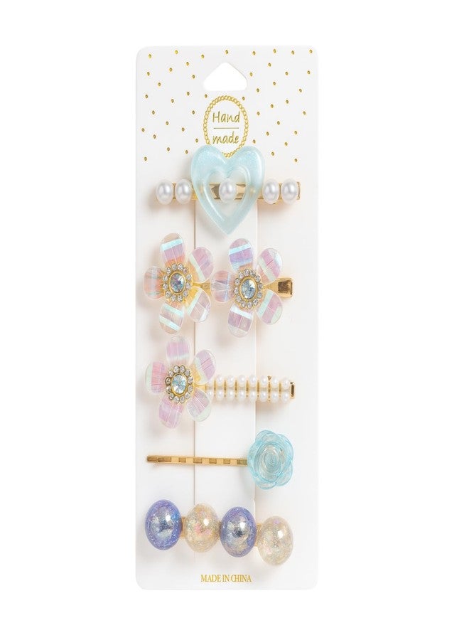 ANNACREATIONS 5-Piece Premium Korean Hair Clips Set for Women & Girls - Elegant Royal Black Stylish Accessories (Aqua blue) - Image 1