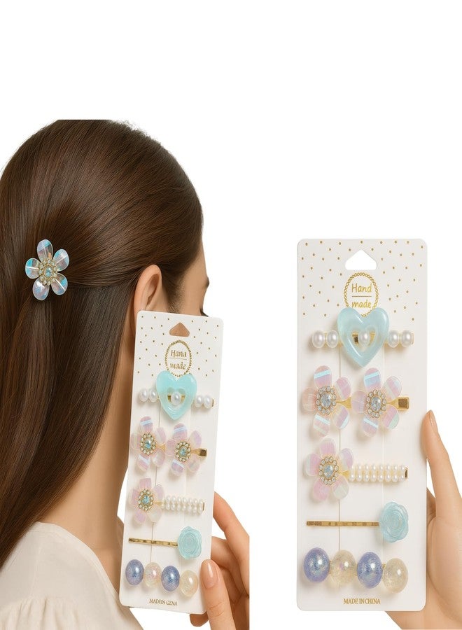 ANNACREATIONS 5-Piece Premium Korean Hair Clips Set for Women & Girls - Elegant Royal Black Stylish Accessories (Aqua blue) - Image 5