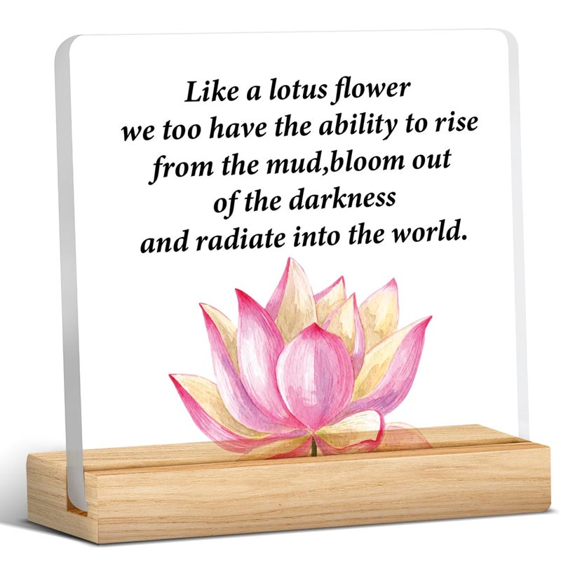 Zauly Motivational Gifts Lotus Sign Inspirational Gifts Just Like the Lotus Acrylic Desk Sign Decor - Image 1