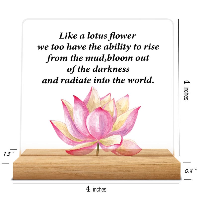 Zauly Motivational Gifts Lotus Sign Inspirational Gifts Just Like the Lotus Acrylic Desk Sign Decor - Image 3