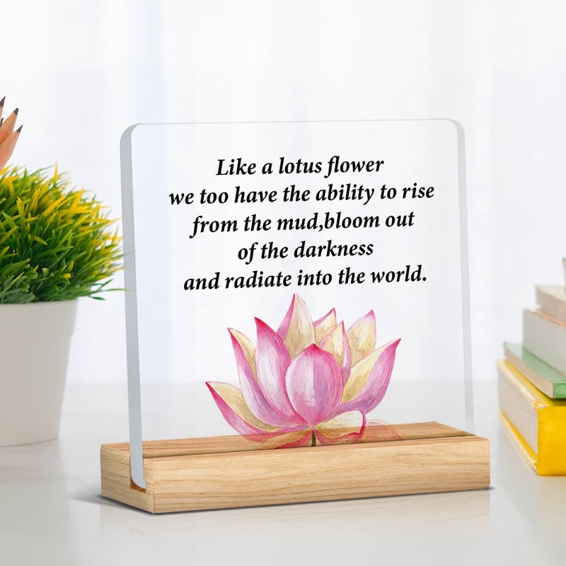 Zauly Motivational Gifts Lotus Sign Inspirational Gifts Just Like the Lotus Acrylic Desk Sign Decor - Image 4
