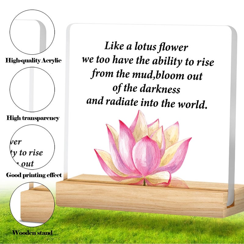 Zauly Motivational Gifts Lotus Sign Inspirational Gifts Just Like the Lotus Acrylic Desk Sign Decor - Image 2