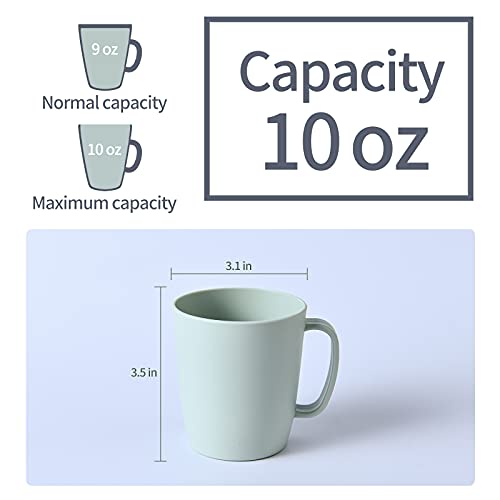 Kurala Coffee Mugs Set of 5, 10 Ounce Unbreakable Plastic Cups With Handle, 3 Basic Colors, Dishwasher Safe - Image 2