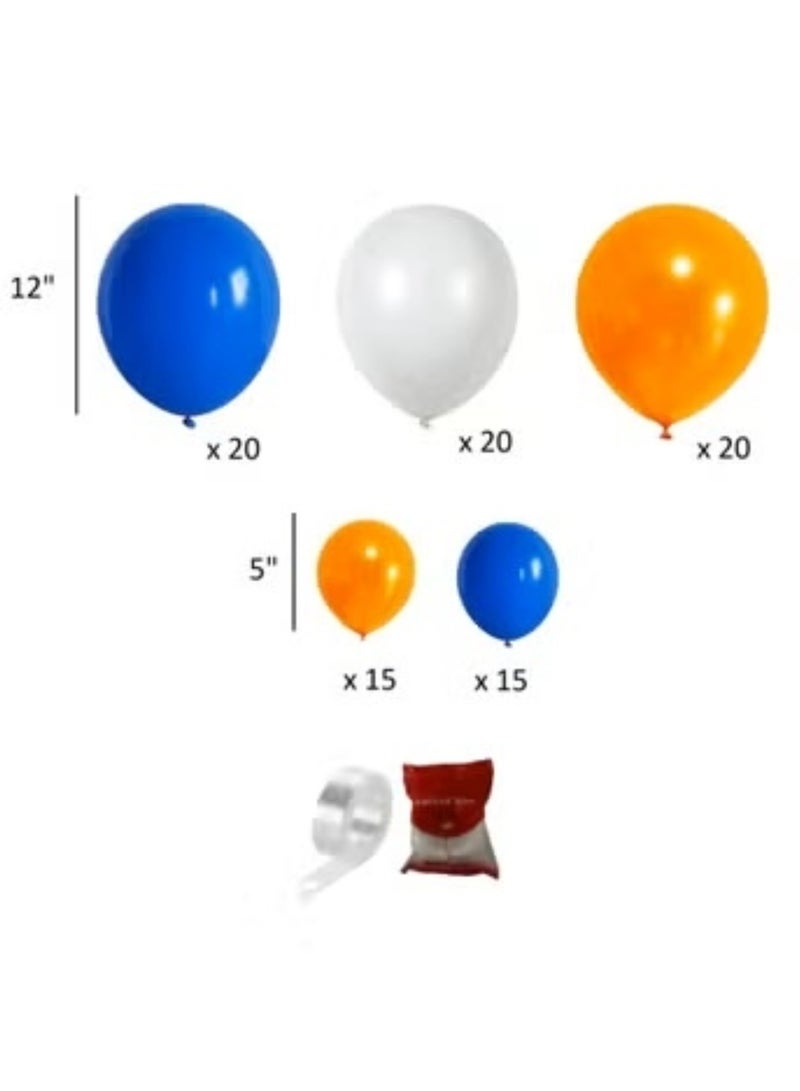 Boxwoods Blue Orange White Balloons garland Kit For Blippi Theme Birthday Party - Image 2